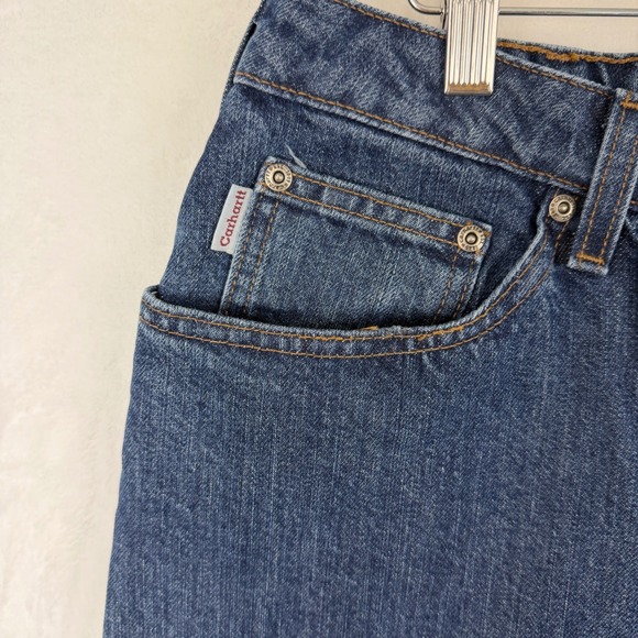 Carhartt Women Relaxed Fit Straight Leg Jeans Dark Wash Blue 12x30 WB160 VIO NWT - Picture 6 of 8